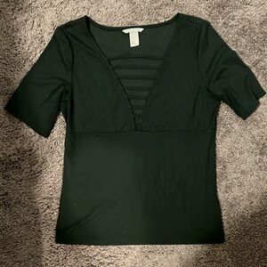Low cut dark forest green shirt from H&M